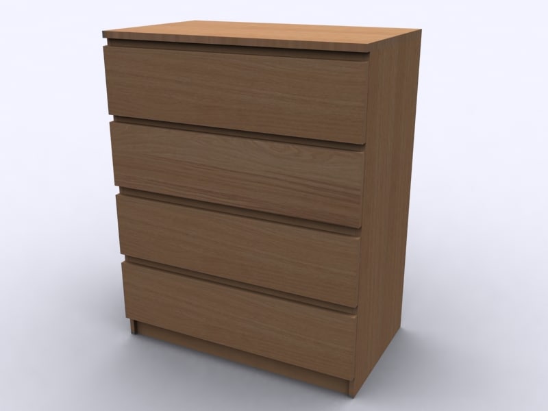 3d Model Ikea Malm Chest 4, Wooden File Cabinets 4 Drawer Ikea