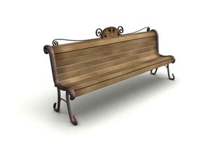 3ds wooden bench