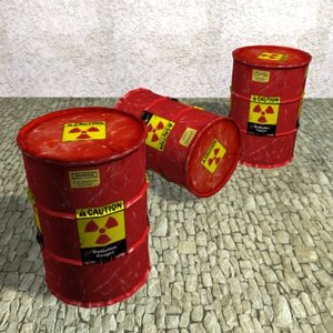 3d radioactive waste barrel