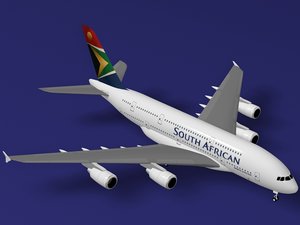 3d airbus a380-800 south african model