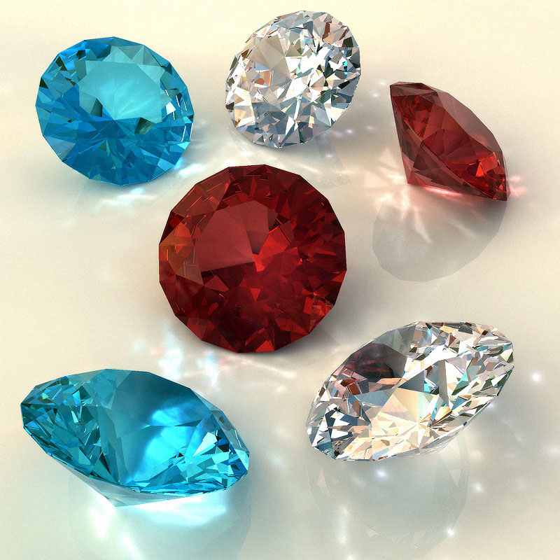 Diamond Emerald Ruby 3d Model