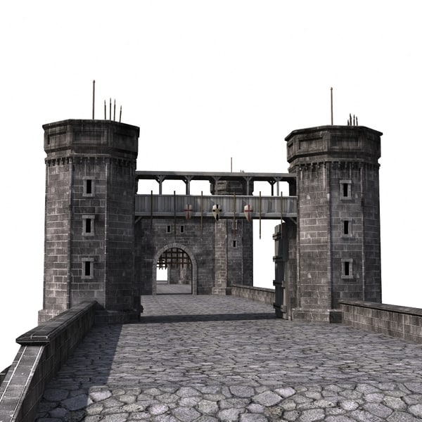 3d medieval bridge model