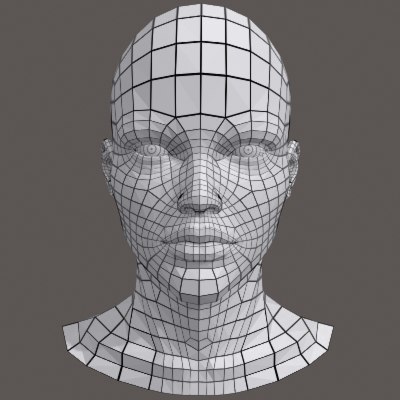 polygonal female head 3ds