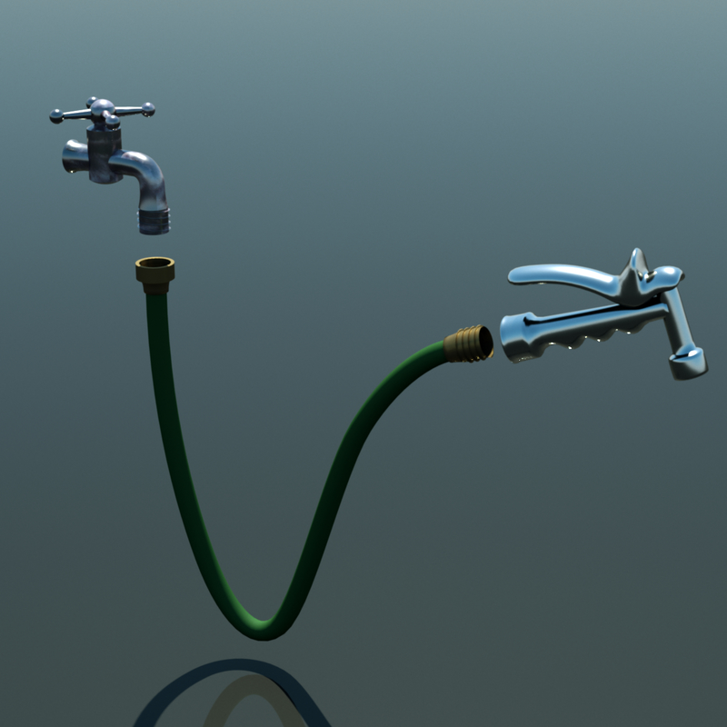 garden spigot hose spray 3d model
