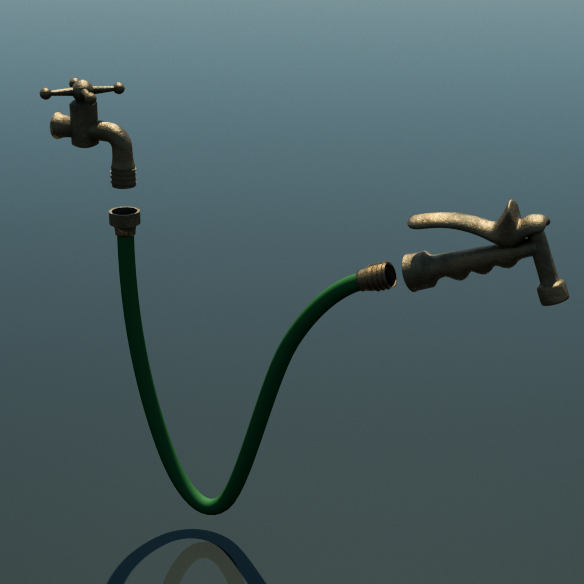 garden spigot hose spray 3d model