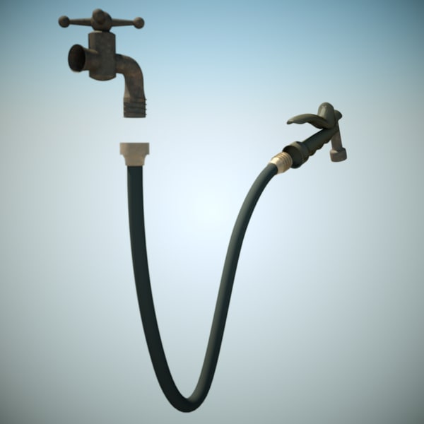 garden spigot hose spray 3d model