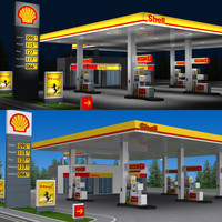 Shell Gas Station Day and Night