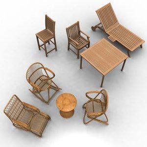 3d chairs 2 tables model