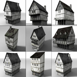 3d model of medieval townbuildings