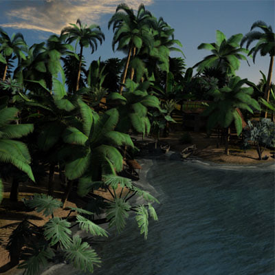 3d tropic level ps2 trees bushes model