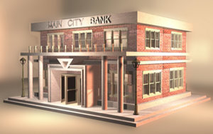 3d model bank building city zipped
