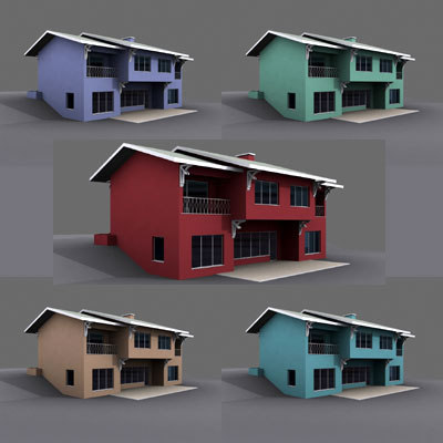 exterior duplex building house 3d model