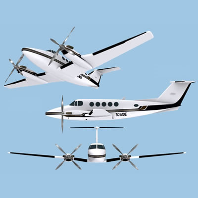 beechcraft king air b200 3d model