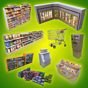 3ds max grocery convenience store shopping cart