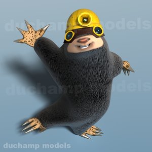 cartoon mole character animation 3d model
