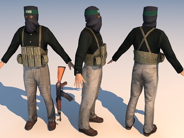 iraq terrorist character 3d model