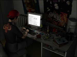 3d model hacker room scene character