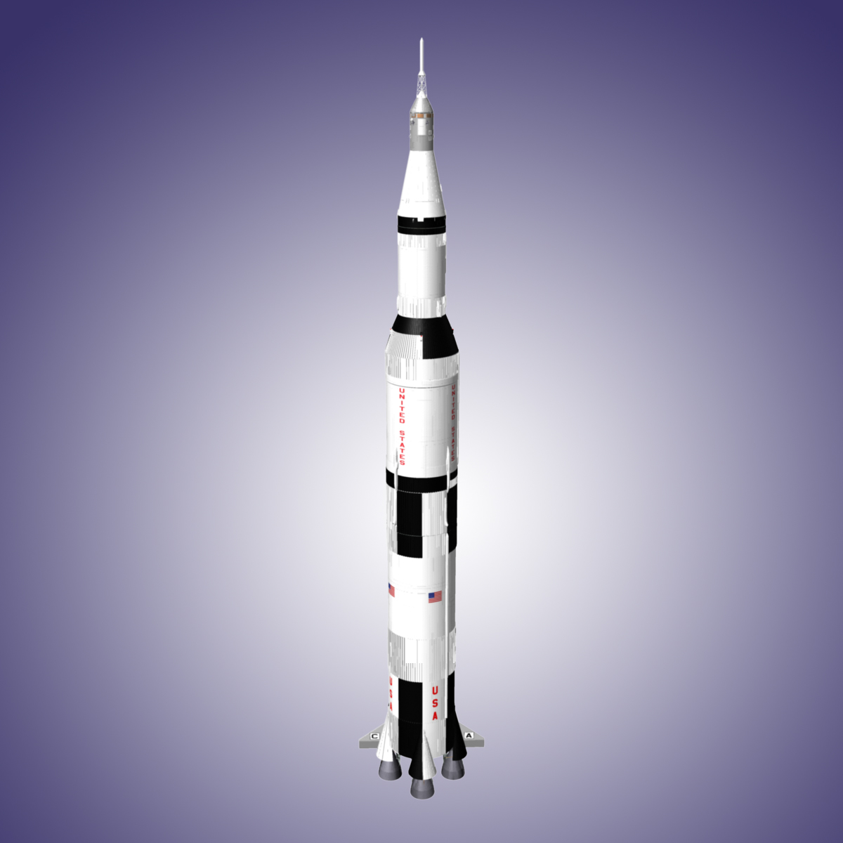 saturn v launch vehicle 3d model