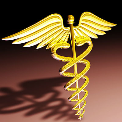 caduceus symbolic medical 3d model