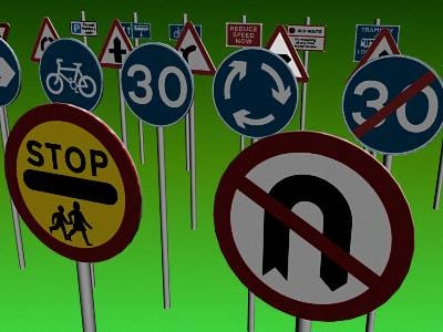 3d model uk road traffic signs