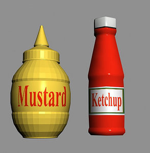 3d max ketchup mustard bottles