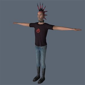 male punk body 3d model