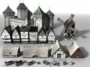 castle houses 3d model