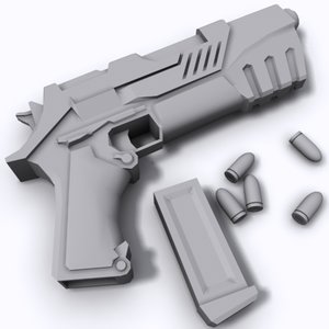 science fiction pistol 3d model