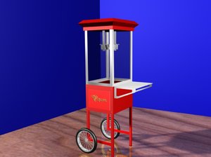 old fashioned popcorn cart 3d model