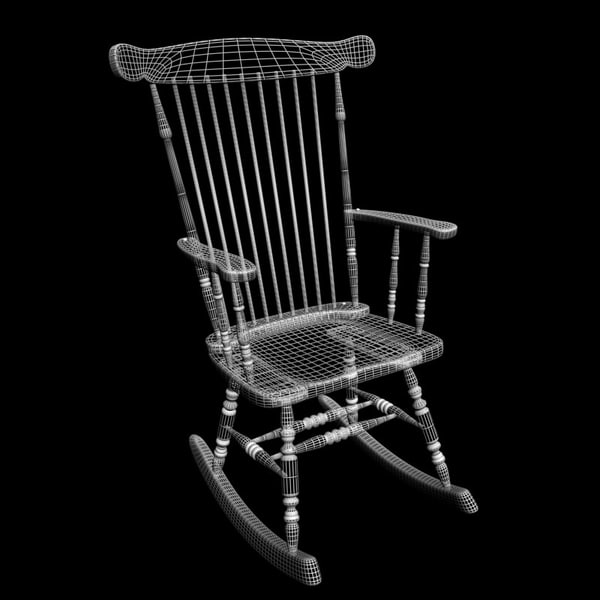 classic rocking chair wood 3d model