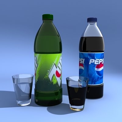 3d model pepsi 7up bottle glass