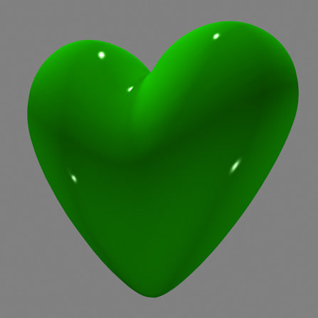 3d model green love heart