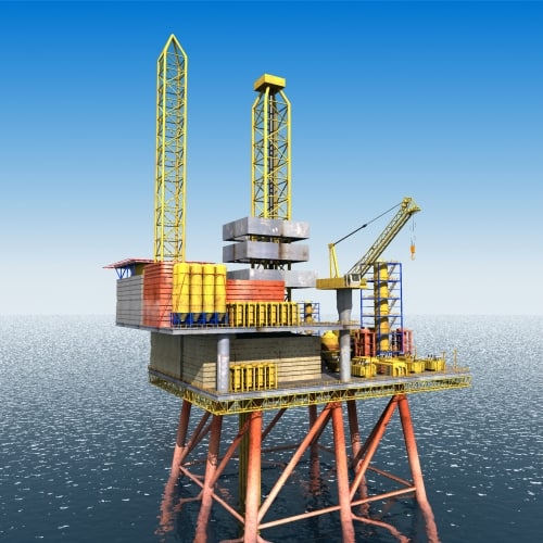 offshore fixed oil platform 3d model