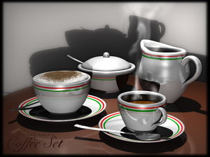 coffee set cup 3d model