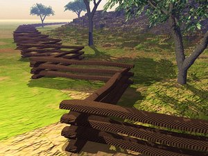 colonial stacked split rail fence 3d model