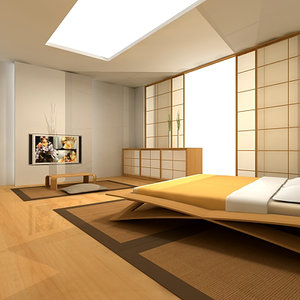 3d japanese bedroom interior model