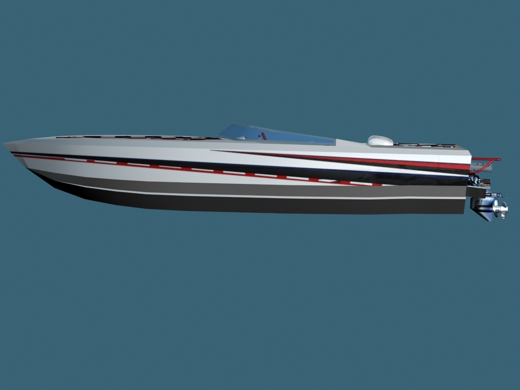3d racing boat speed model