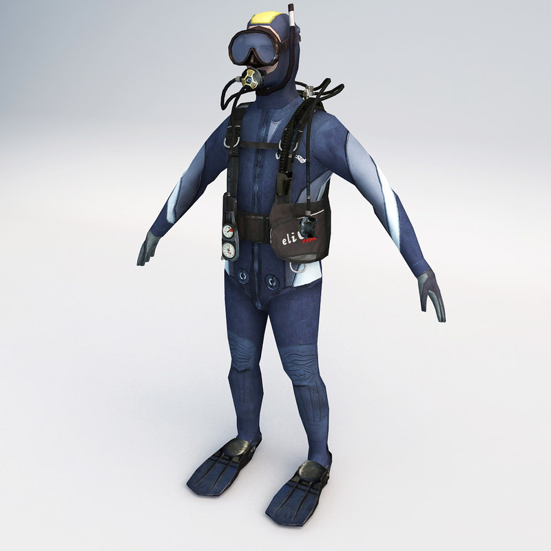 character scuba diver 01 3d model