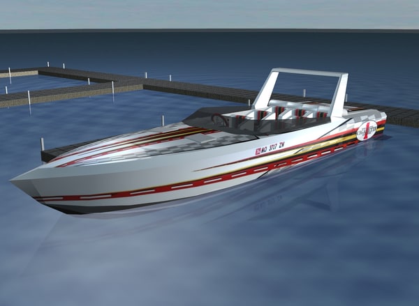 3d race boat model