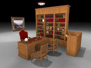 library desk chairs 3d max