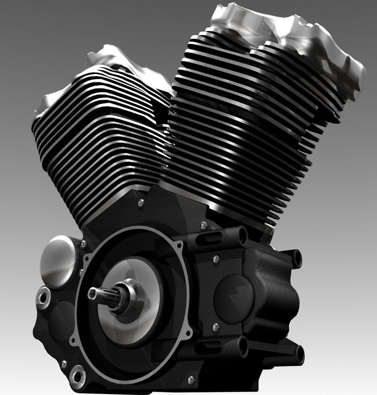 harley davidson twincam88b engine 3d model