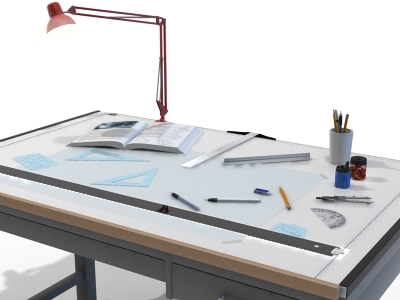drafting table with light under