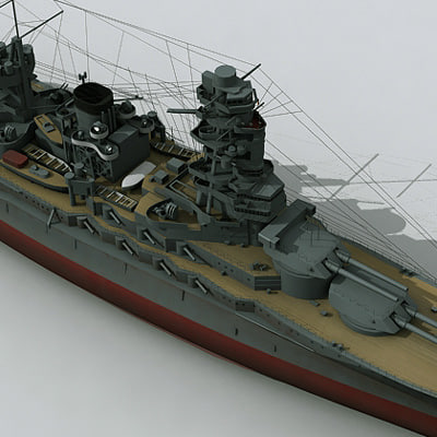 nagato battleship navy ship 3d model