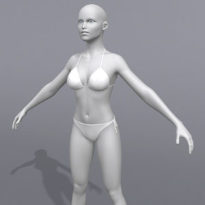 polygonal female bikini human 3d model