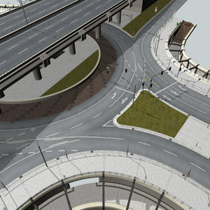 3d roundabout highway street signs model