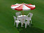 3d model of plastic table chairs sunshade