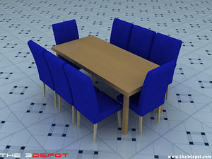 3ds max table chairs