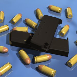 pistol magazine bullet shell 3d model
