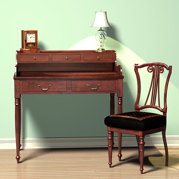 Antique Writing Desk 3ds, Small Antique Writing Desk For Bedroom
