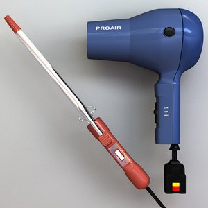 hair dryer curling iron 3d model